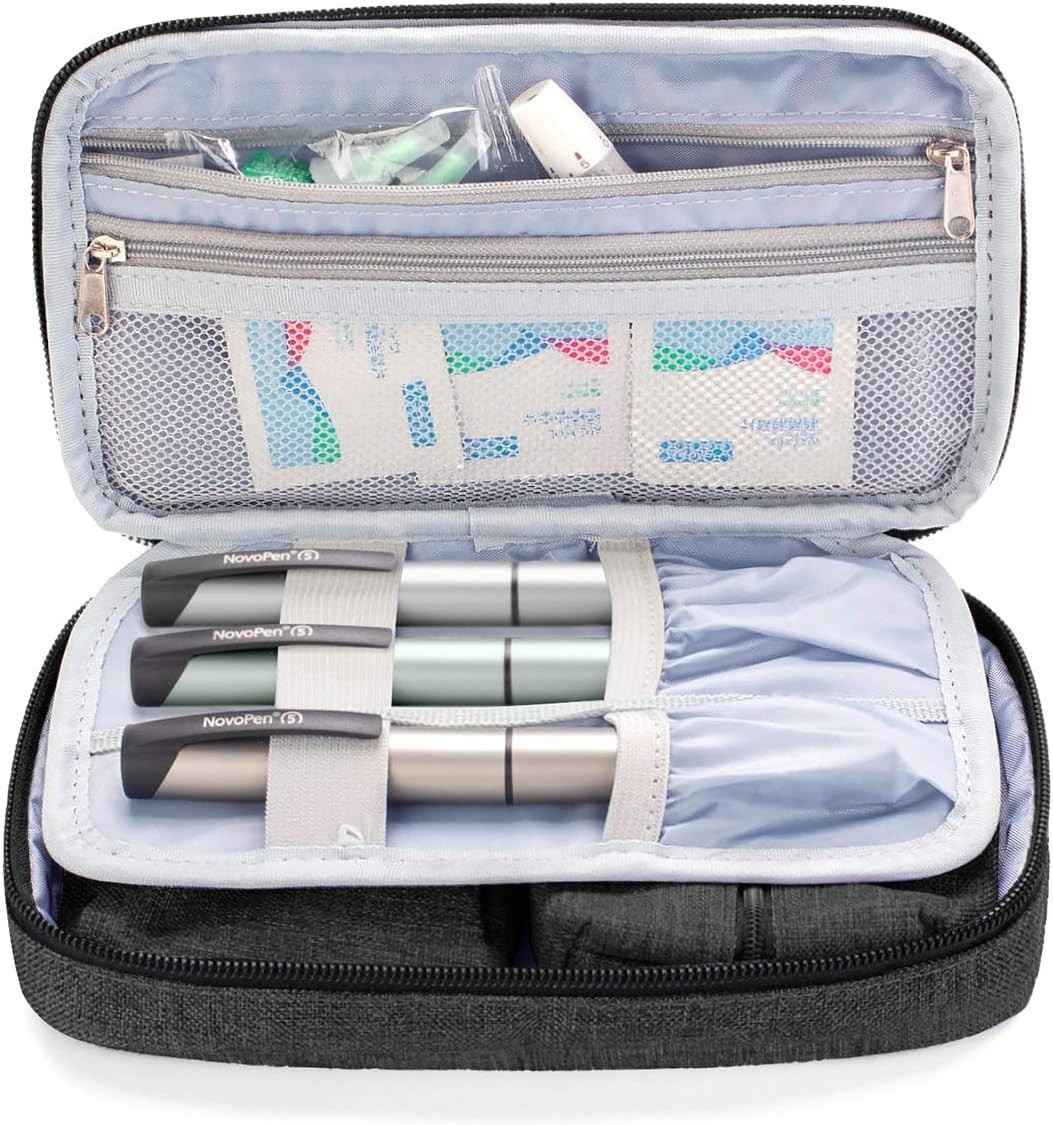 Multi-Function Black Diabetic Supplies Case - Keeps Your Essentials Organized