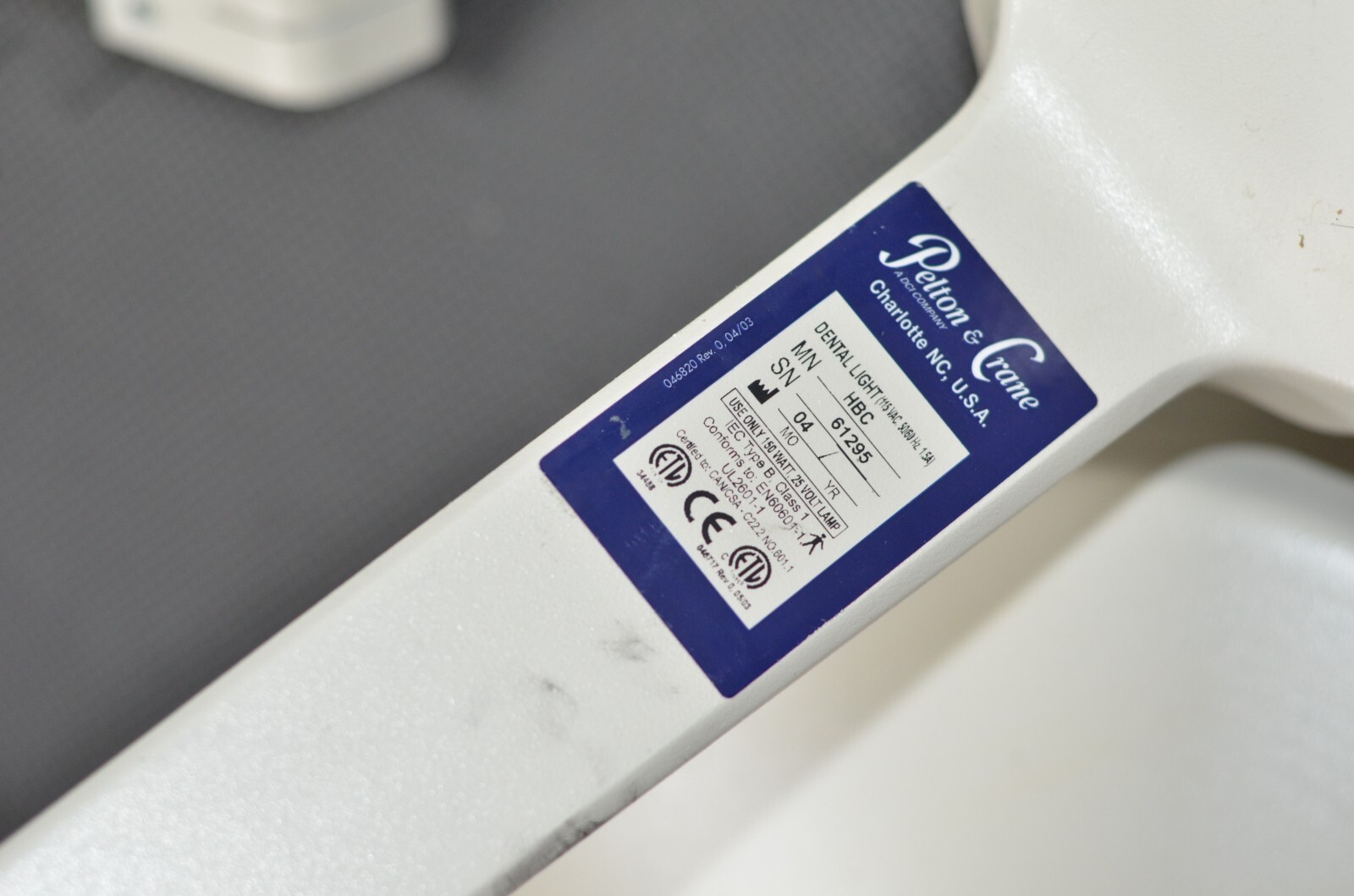 Pelton Crane Dental Light Parts Arm | One Connection is Broken