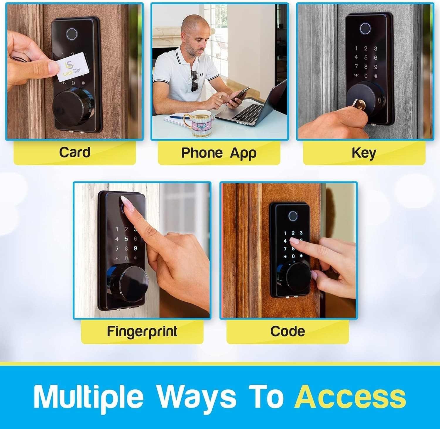 Smart Door Lock • Keyless Entry Deadbolt Door Lock • Multiple Entry Black