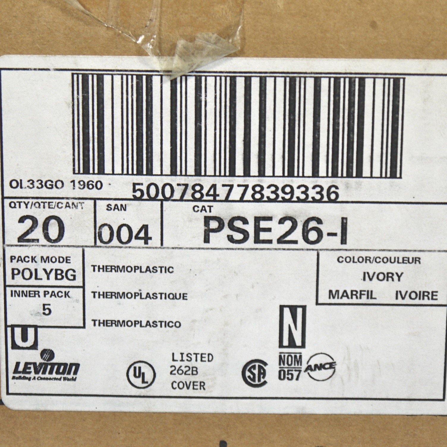 Leviton PSE26-I Ivory Decora GFI End Panel Unbreakable Sectional Wallplate 20pcs