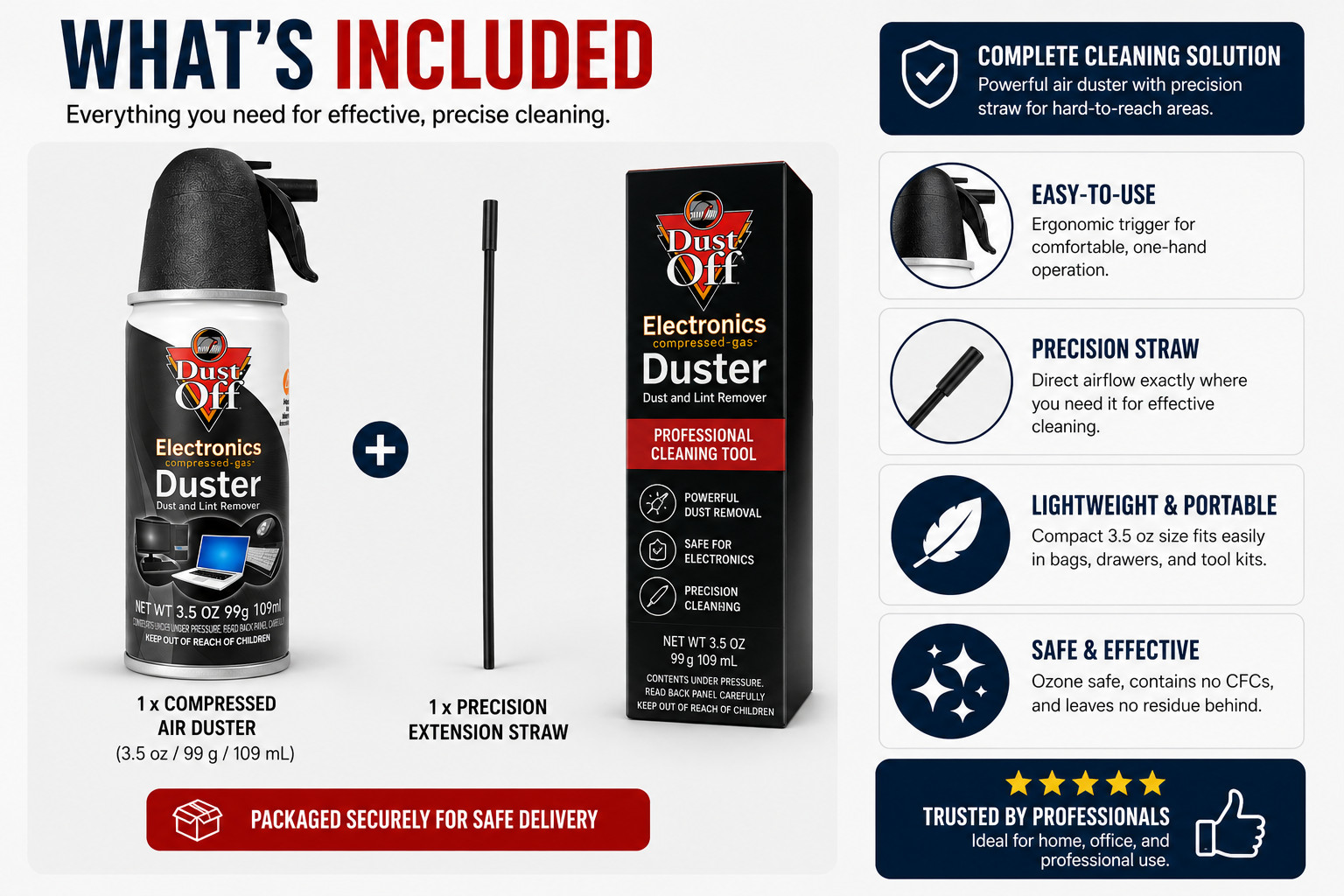 Dust-Off Electronics Compressed Air Duster – PC Keyboard Cleaner Spray