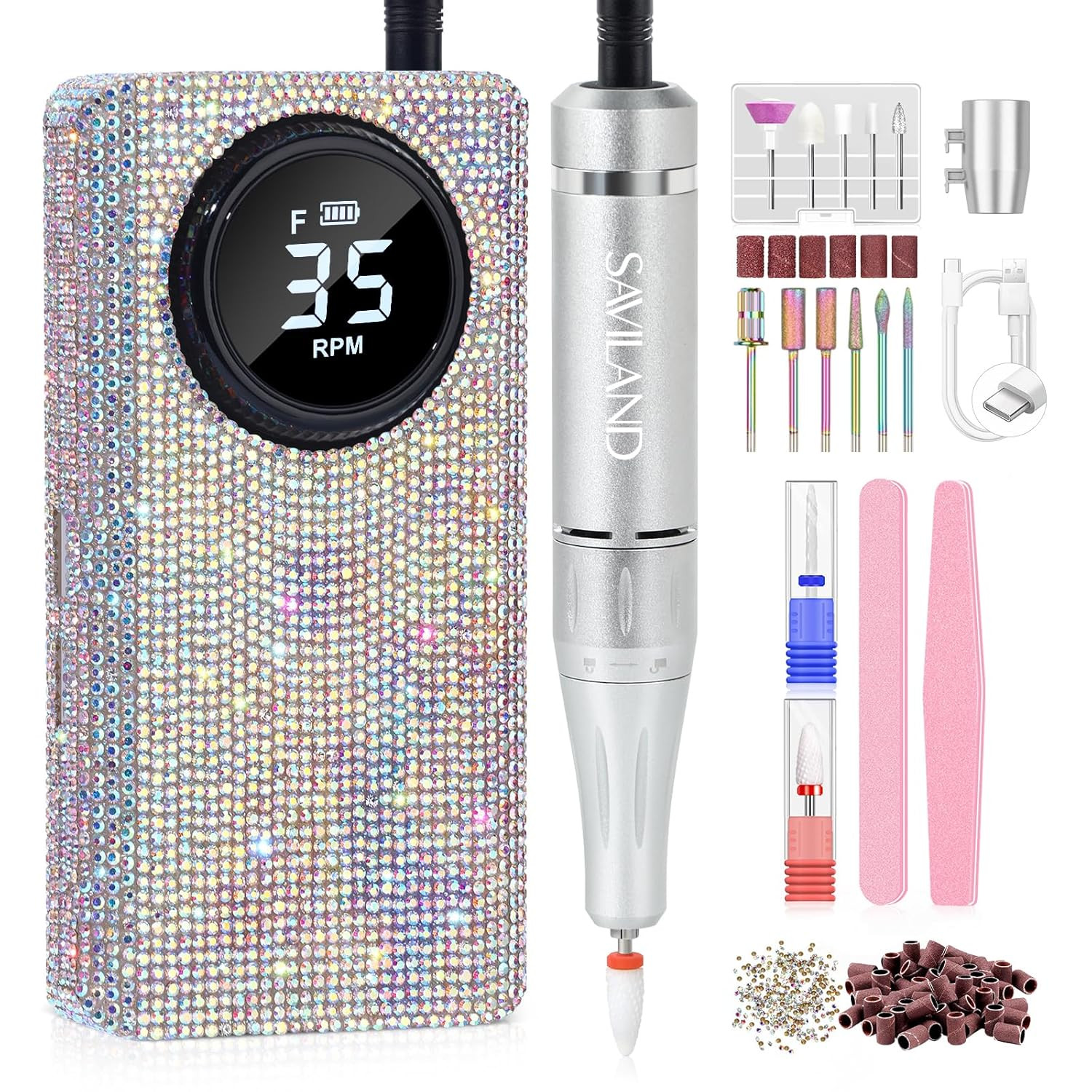 SAVILAND Nail Drill Professional: 35000RPM Electric Nail File 2024 B-glitter