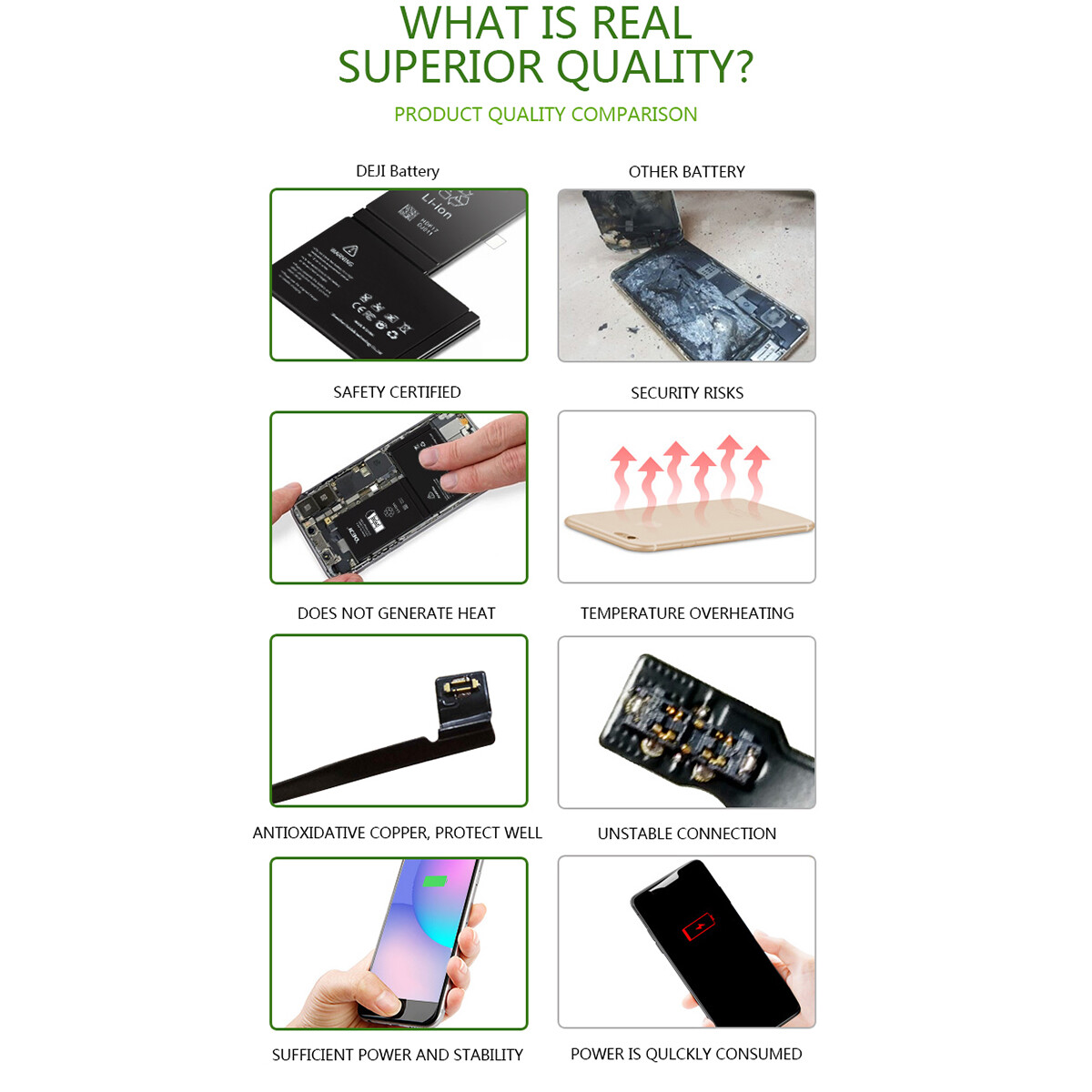 DEJI OEM Replacement Internal Battery for Apple iPhone X 8 7 6 6s Plus+Tool Kits