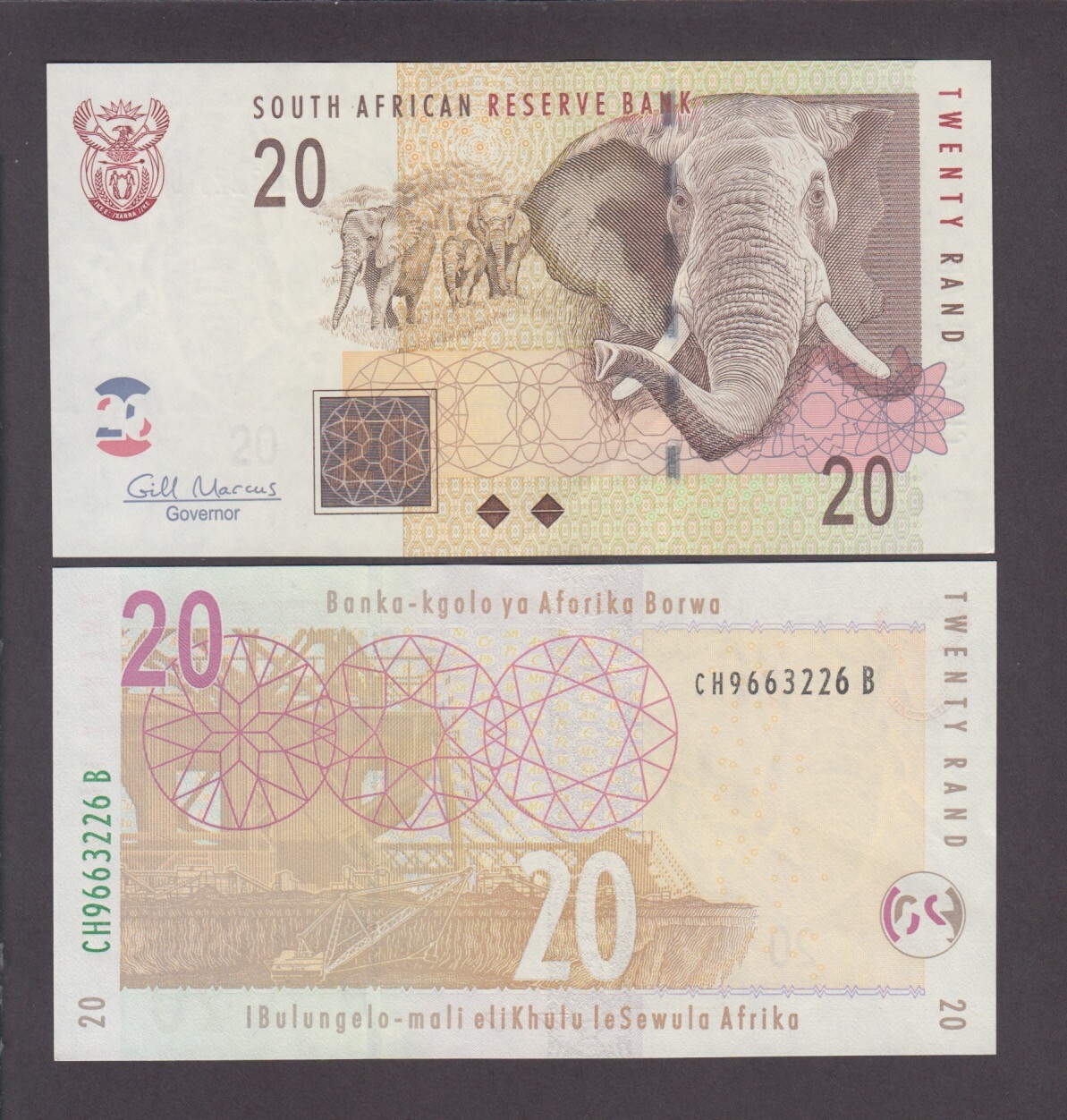 SOUTH AFRICA  P.129b  20 RAND PFX CH SIG MARCUS  ALMOST UNCIRCULATED