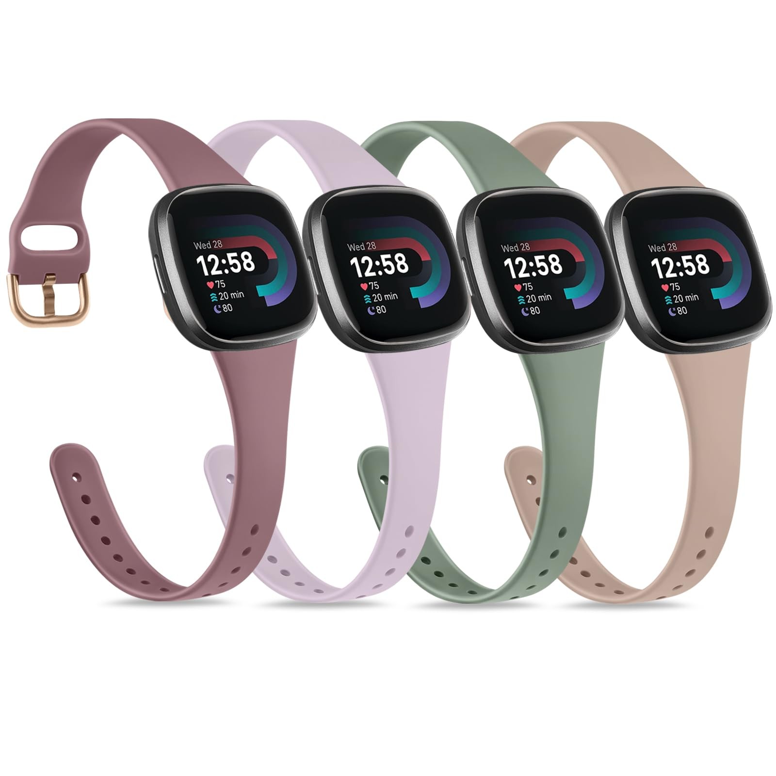 Slim Silicone Bands Compatible with Fitbit Versa 4 / Fitbit Sense 2 & Fitbit ...