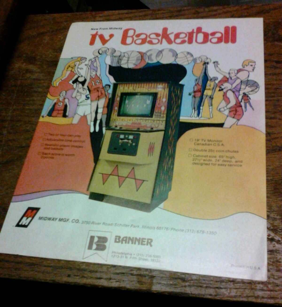 Midway TV BASKETBALL Arcade Video Game flyer- original
