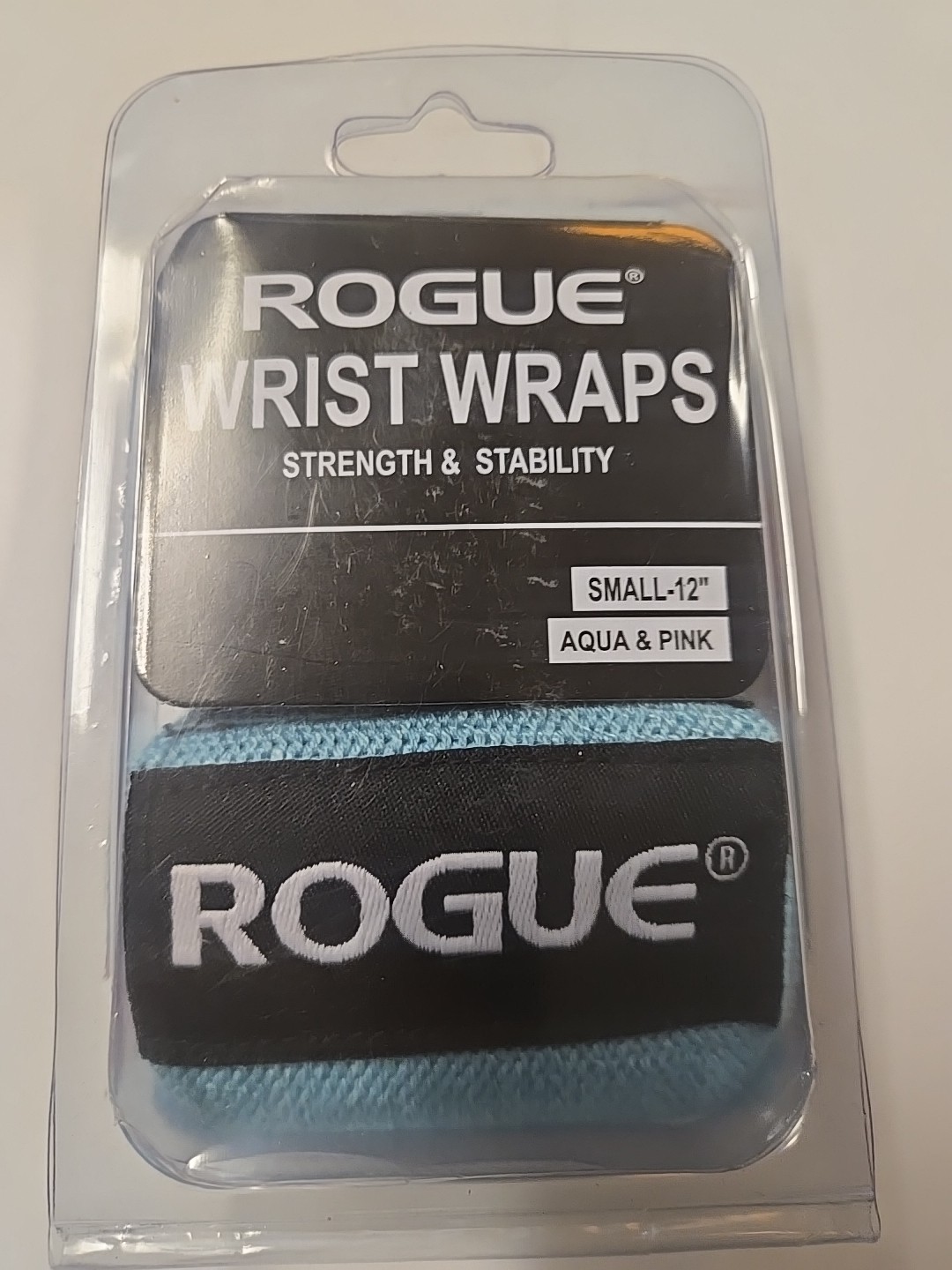 Rogue Fitness Wrist Wraps Aqua & Pink Small 12" Long & 3" Wide with Thumb Loop