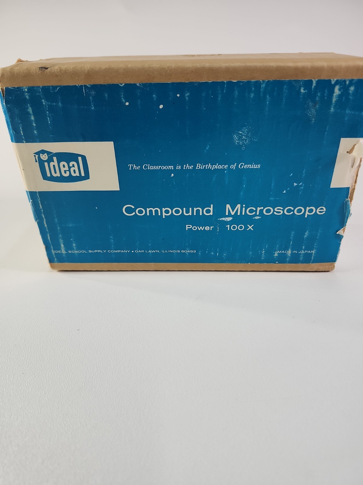 Vintage Ideal Microscope Cast Iron Metal 8"  Single Barrel 100×