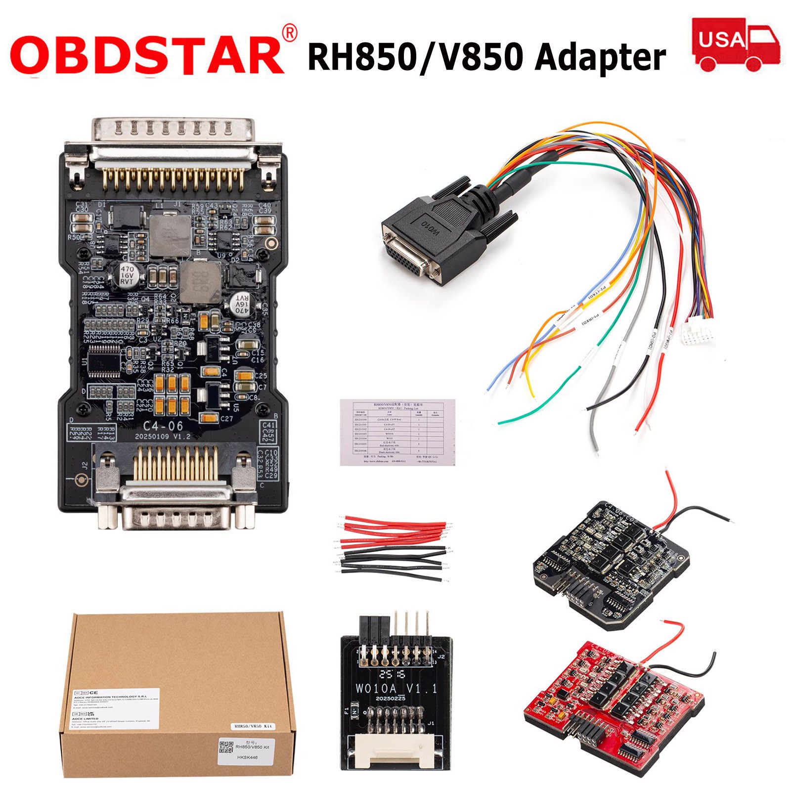 OBDSTAR RH850/V850 Adapter Kit Works For X300 Classic G3 /P50 & MP001 Progarmmer