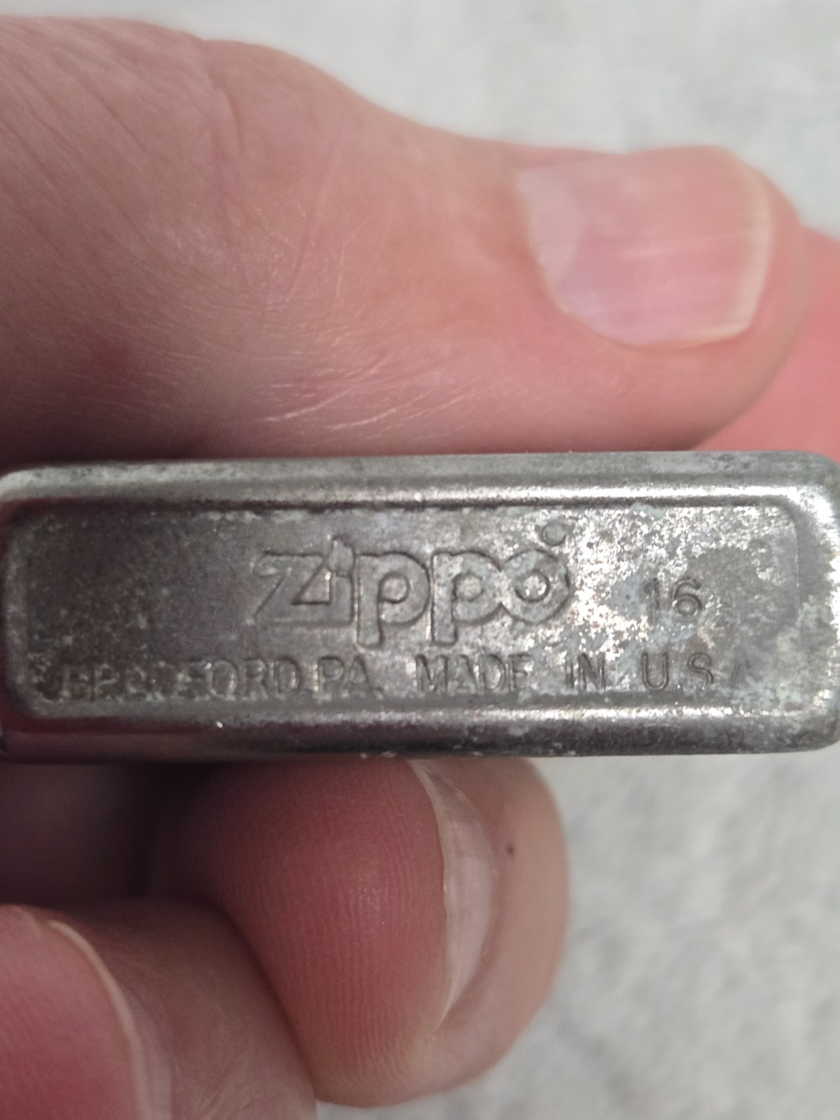 vintage zippo lighter, #16, has spark, undated