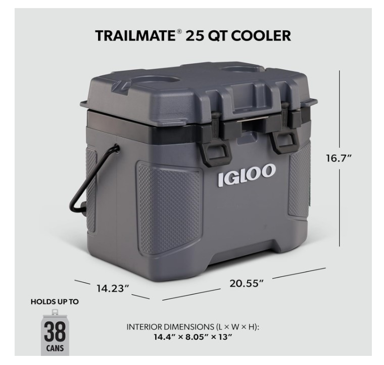 Igloo Trailmate Cooler | Insulated Hard Shell Ice Chest Carbonite