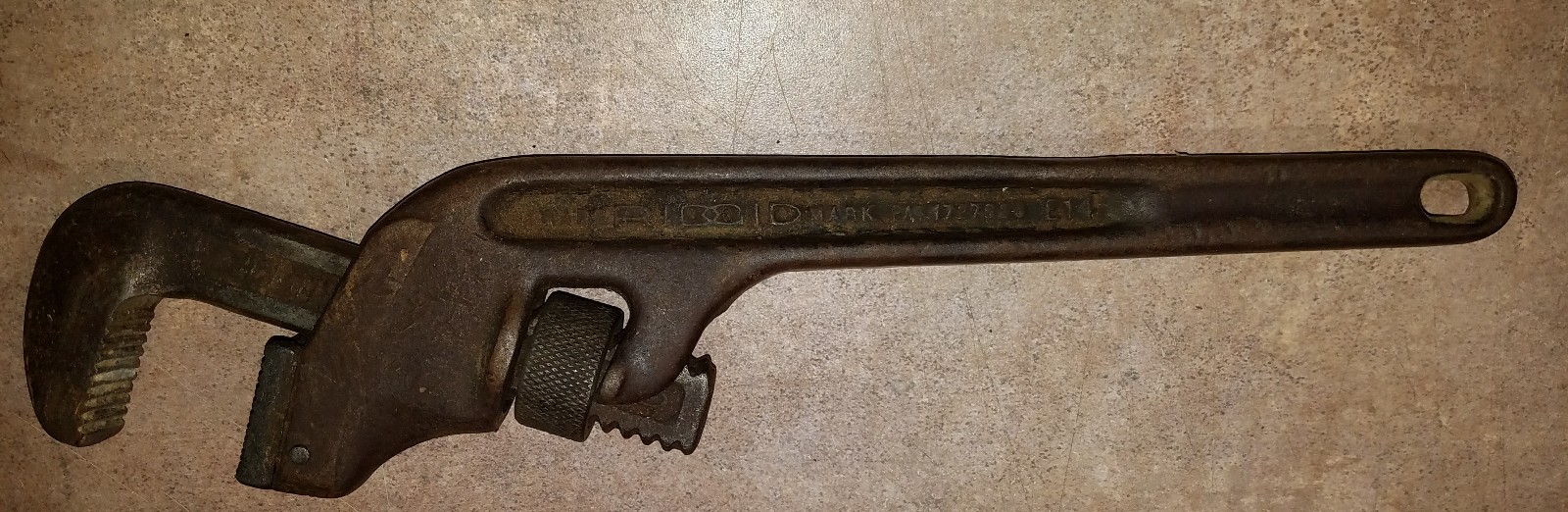 RIGID OFFSET END PIPE WRENCH E-14 ORIGINAL RIDGE TOOL CO. STAMPED W PAT #