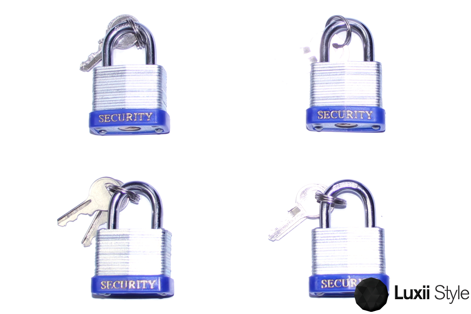 Lot of (4) Heavy Duty 30mm Laminated Steel Padlocks Locks w/ 2 Keys Security