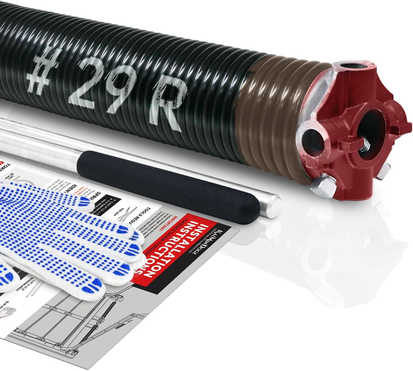 Right Hand Wind (Red Cone) 2" Garage Door Torsion Spring with Non-Slip Winding B
