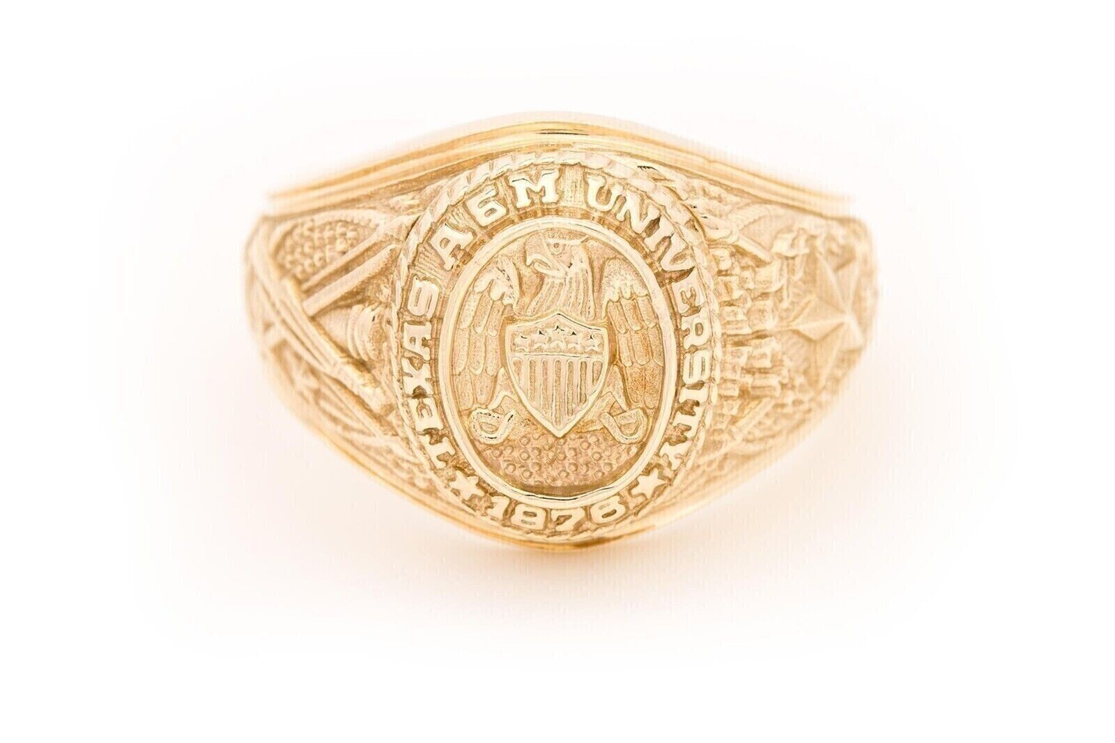 University Customized Aggie College Wedding Ring Men's 14k Yellow Gold Finish