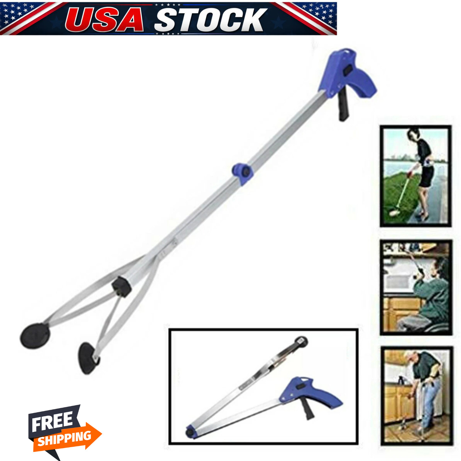 Folding Pick Up Tool Grabber Foldable Stick Reaching Grab Extend Reach 30, inch
