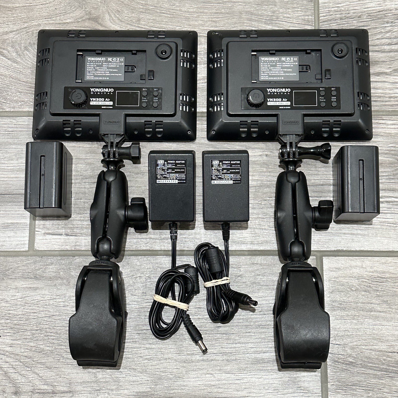 2x Yongnuo YN300 AIR Bi-Color On-Camera LED w/ RAW Tough-Claw Medium Clamp Mount