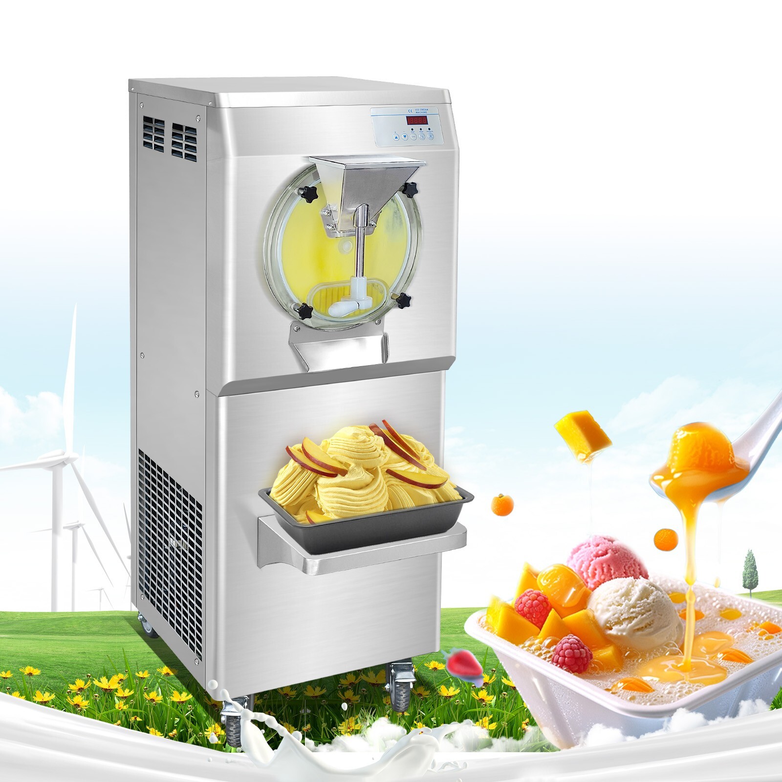 Kolice Commercial ETL Hard Ice Cream Maker,Acrylic Full Transparent Big Door-17L