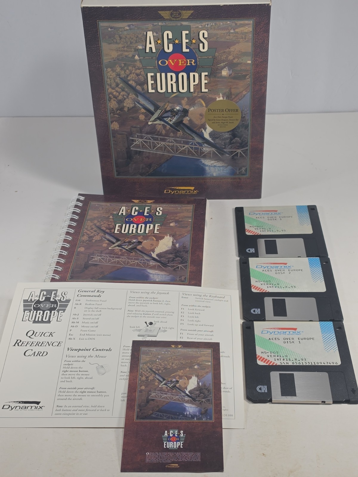 Aces Over Europe - Dynamix (1993 MS-DOS PC Game 3.5") Complete - VG+