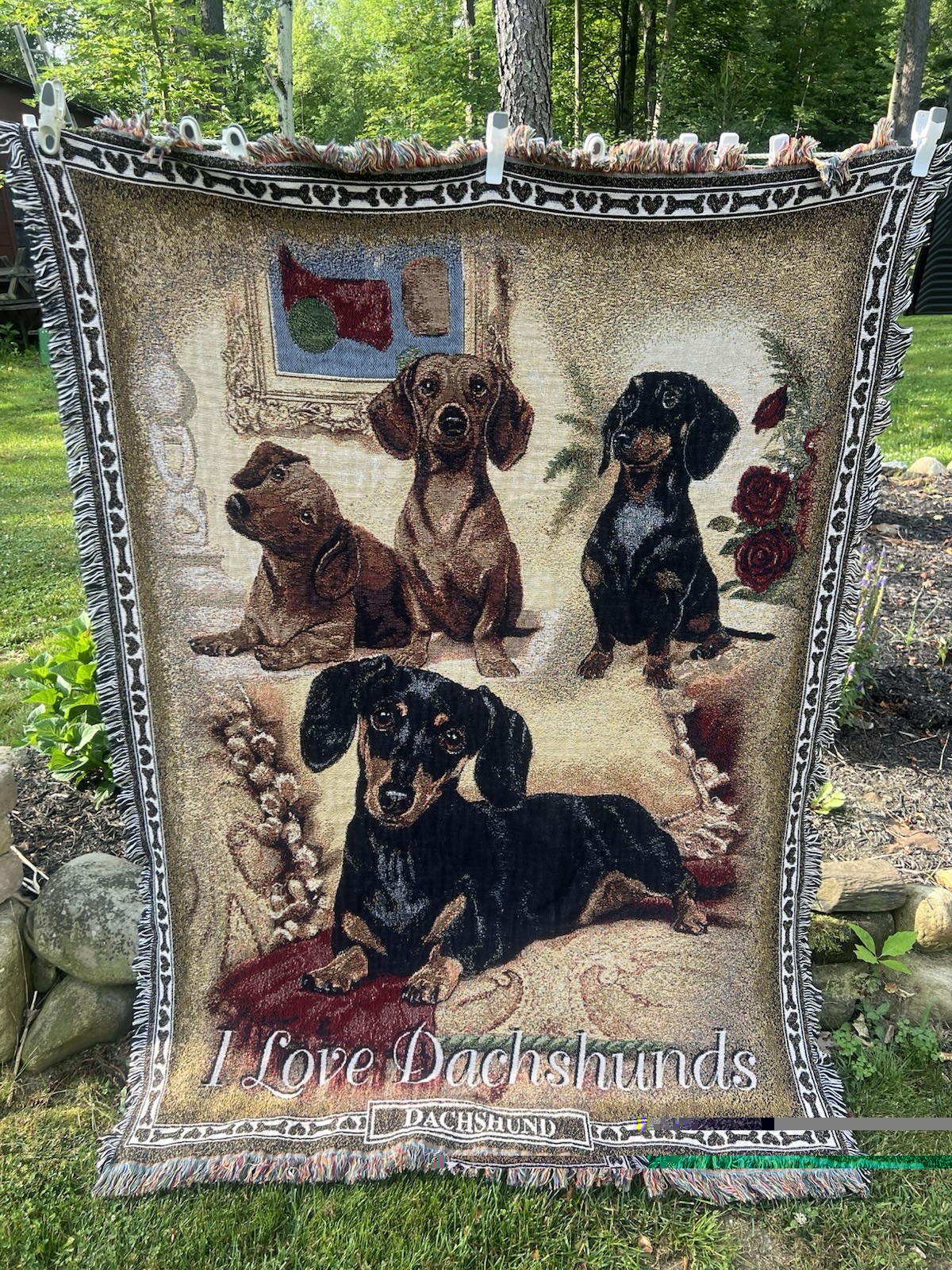 Vintage Danbury Mint Dachshund Woven Blanket/Throw, 70x50”? Awesome!!