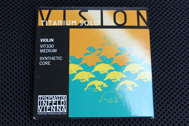 4 x Authentic Thomastik Vision Titanium Solo Violin String Set Medium 4/4