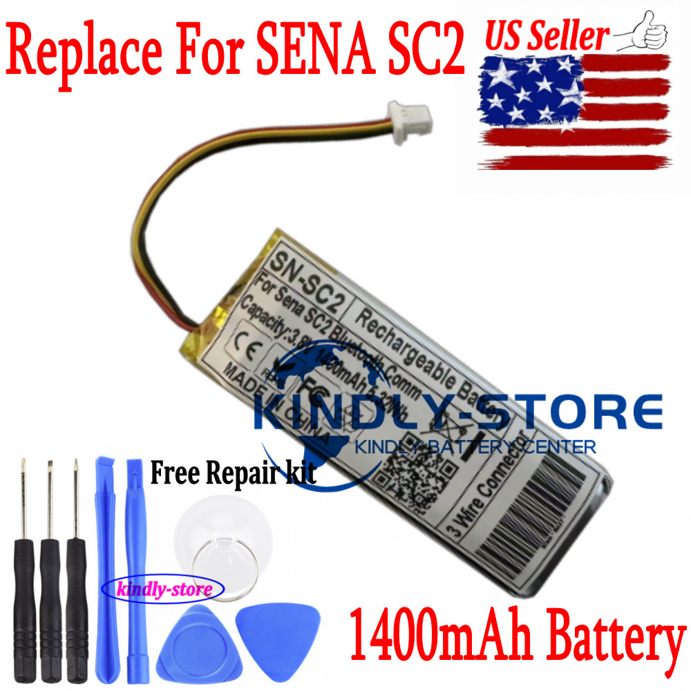 Replace Sena SC2 1400mAh 3 WIRE Battery SC2 Motorcycle Bluetooth Helmet Headset