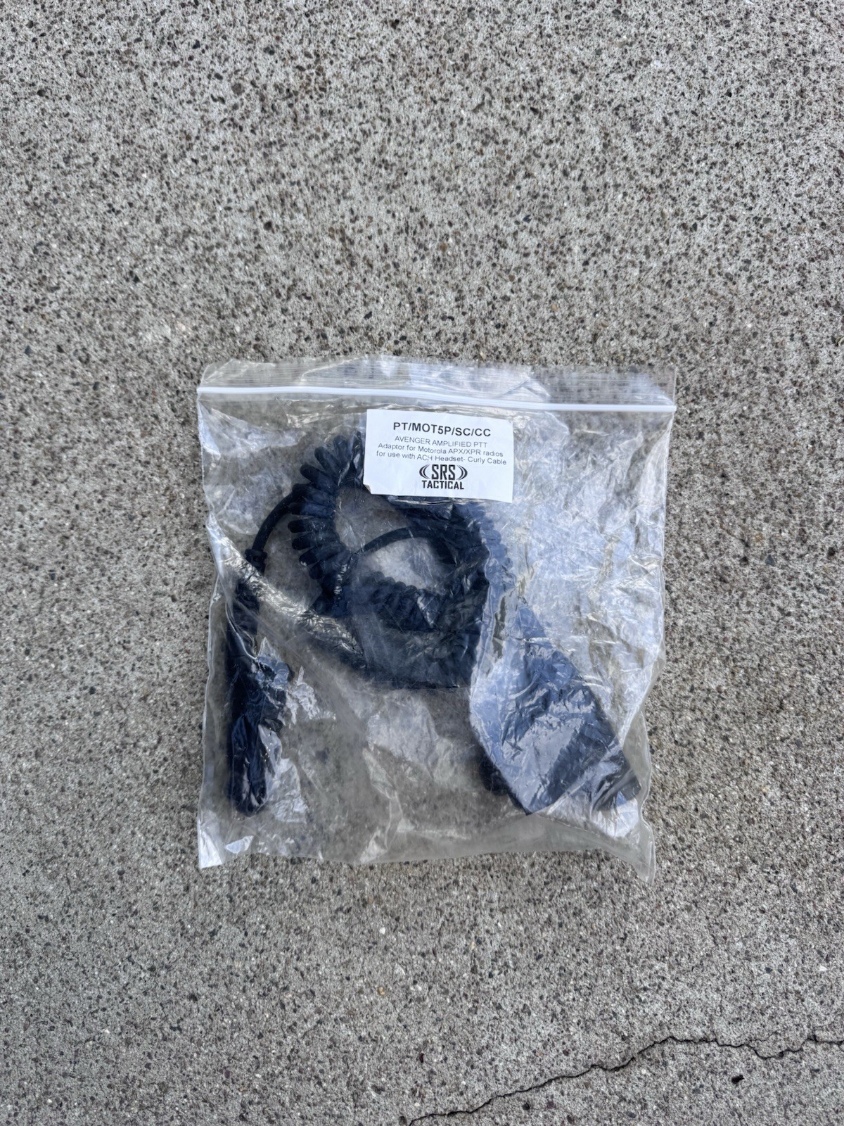 SRS Tactical Avenger Series Motorola Radio Amplified PTT Curly Cable