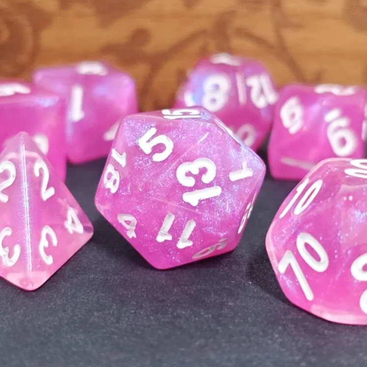 🩷⚡Electric Pink Dice Set Poly RPG DnD Dungeons Dragons AD&D Pathfinder d20 B