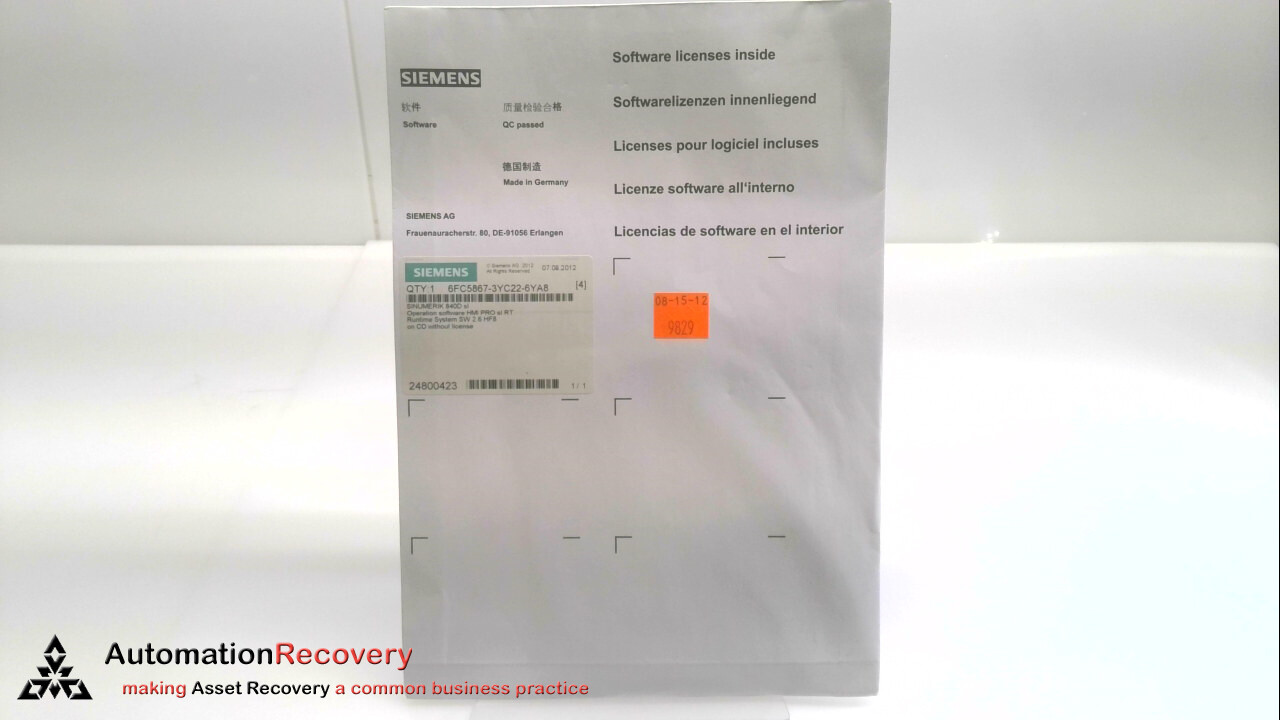 SIEMENS 6FC5867-3YC22-6YA8, SINUMERIK 840D SL OPERATOR SOFTWARE CD-ROM,  #271376