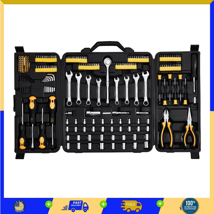221 Piece Mechanics Tool Set SAE and Metric Sockets Wrenches with Storage Case