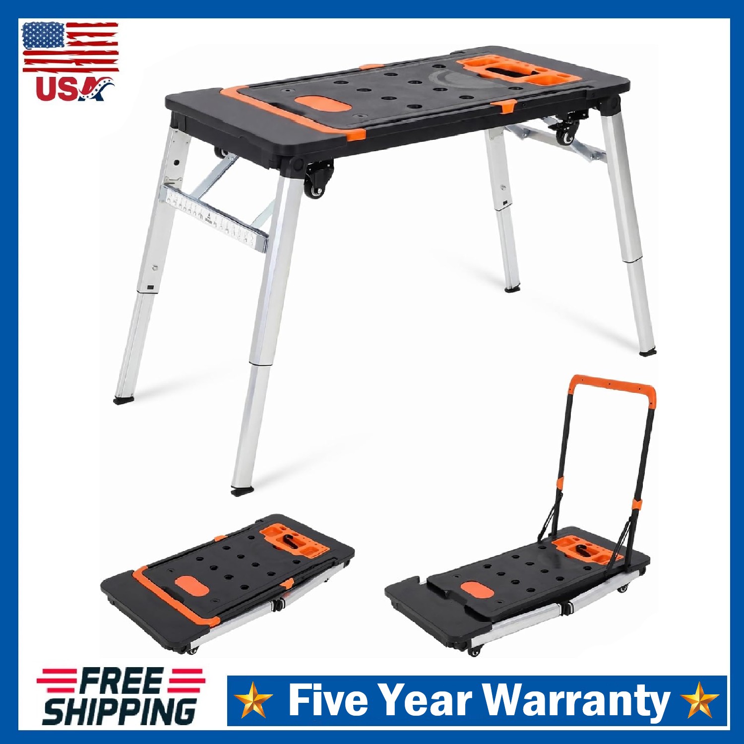 7-in-1 Portable Workstation, Work Table Folding Workbench ,Low Work Platform DIY