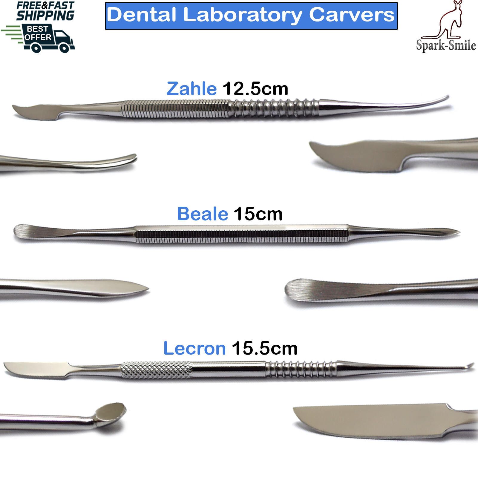 Dental laboratory Wax Mixing Porcelain and Modelling Carvers 3 Piece Zahle Beale
