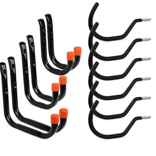 12PC Garage Storage Hooks Utility Wall Hooks for Tools Ladders Bikes Hoses Cords