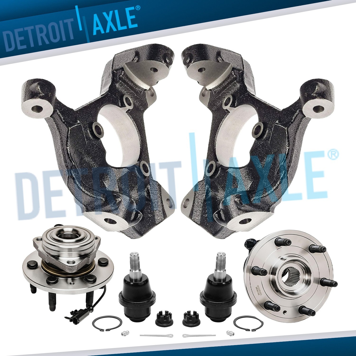 6pc 4WD Front Knuckles Wheel Hubs Lower Ball Joints for Silverado Sierra 1500