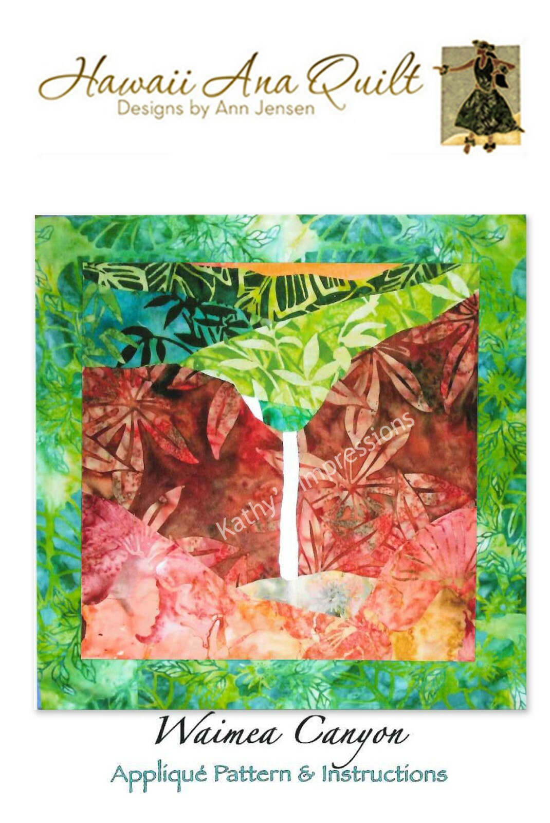 Tropical Hawaiian 16 Quilt Patterns Set~Raw Edge or Needle Turn Applique Pattern