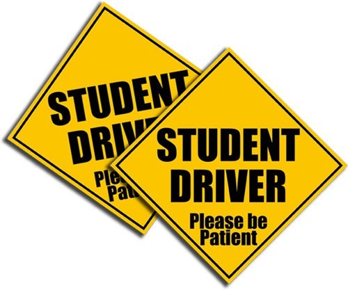 Student Driver Sticker Yellow Safety Decal School Teen Driver 5.5in 2Pack