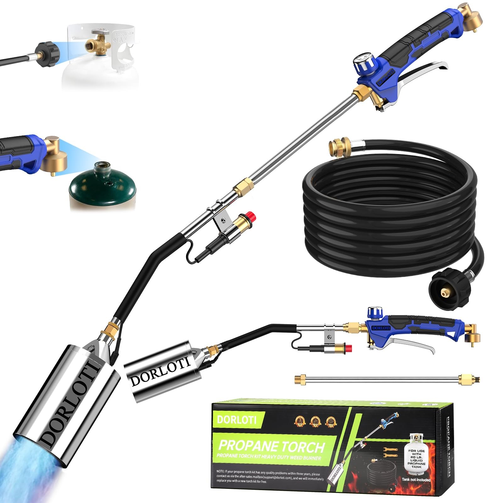 Propane Torch Weed Burner Kit,High Heat Output with Long/Short Mode,12.5FT...