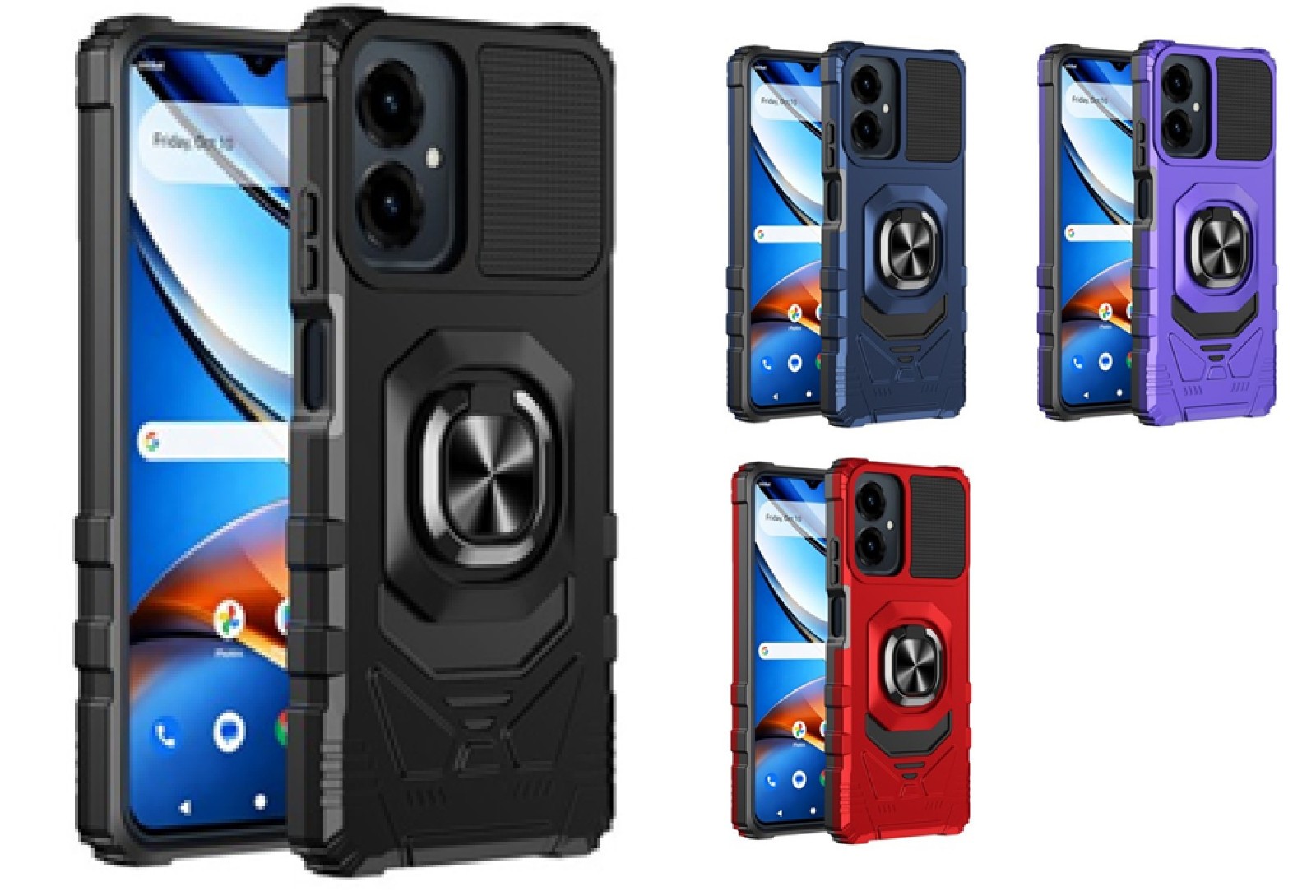 For AT&T Propel 3 5G U656AA Robotic Ring Stand Hybrid Case Phone Cover