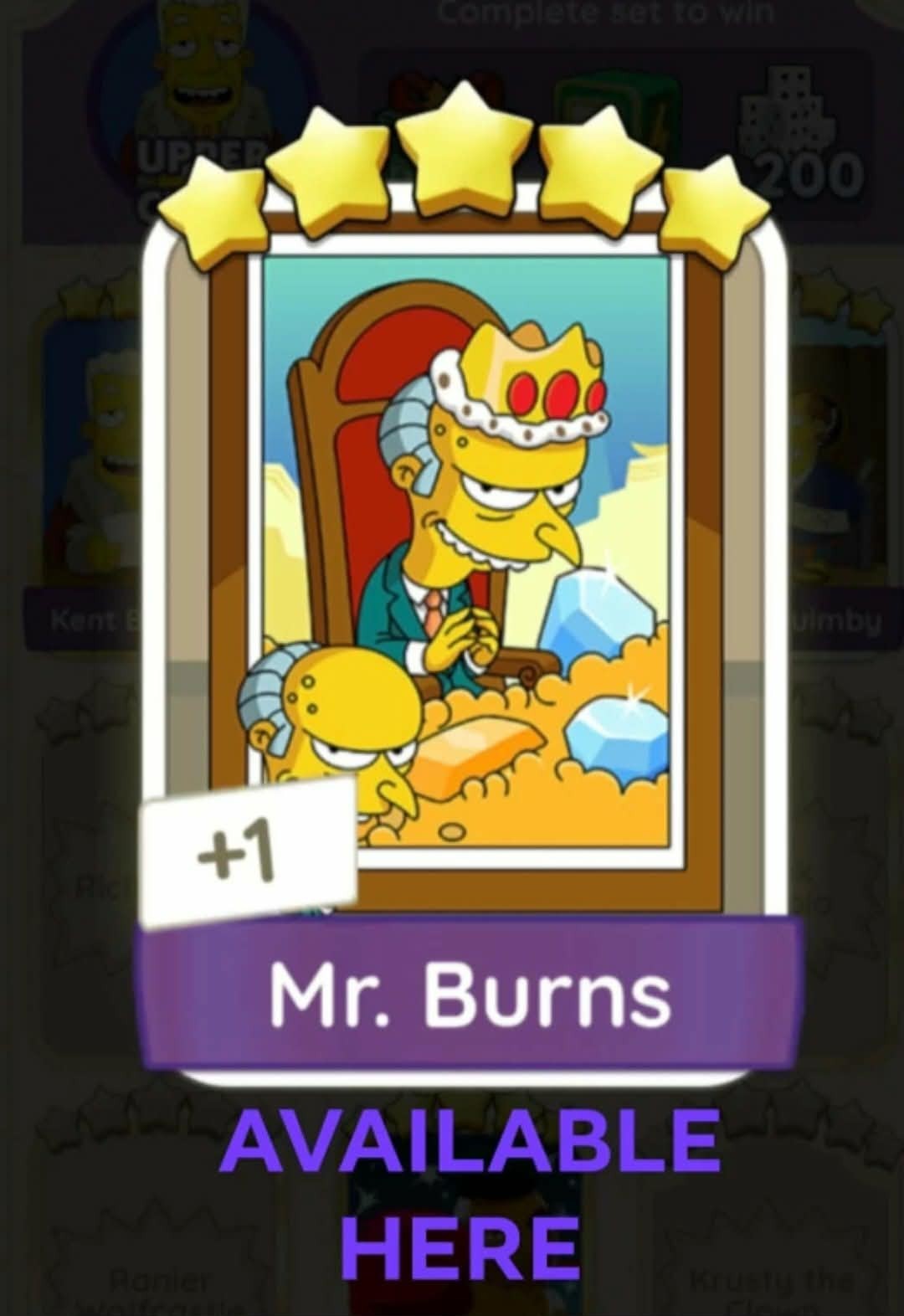 Mr. Burns -5⭐ Set -20 -The Simpsons ALBUM MONO-POLY-GO SUPER FAST SERVICE HERE
