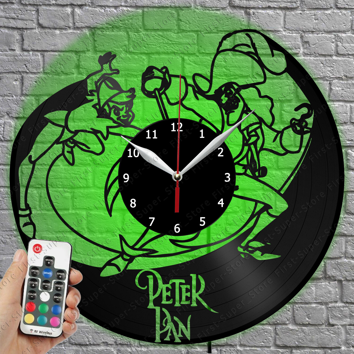 LED Clock Peter Pan Vinyl Record Wall Clock Led Light Wall Clock 2428