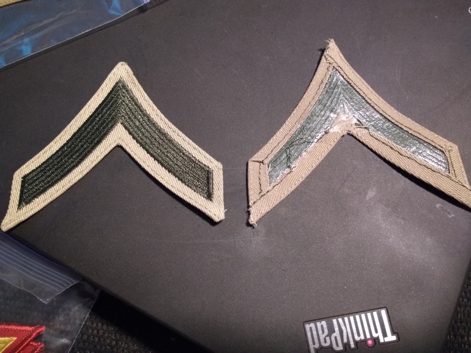 USMC Private First Class PFC Marines E2 Chevrons PATCH set! green/khaki (18-349)