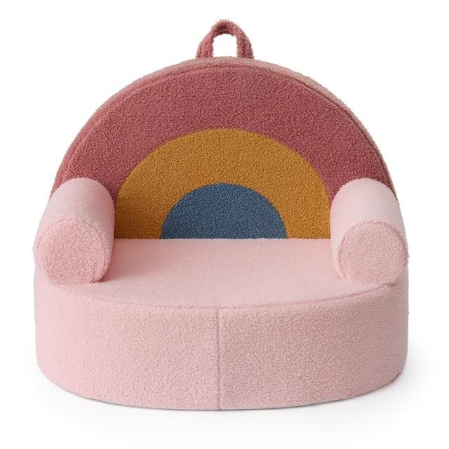 Toddler Chair Comfy, Foam Kids Chair with Soft Teddy Plush, Toddler Reading C...