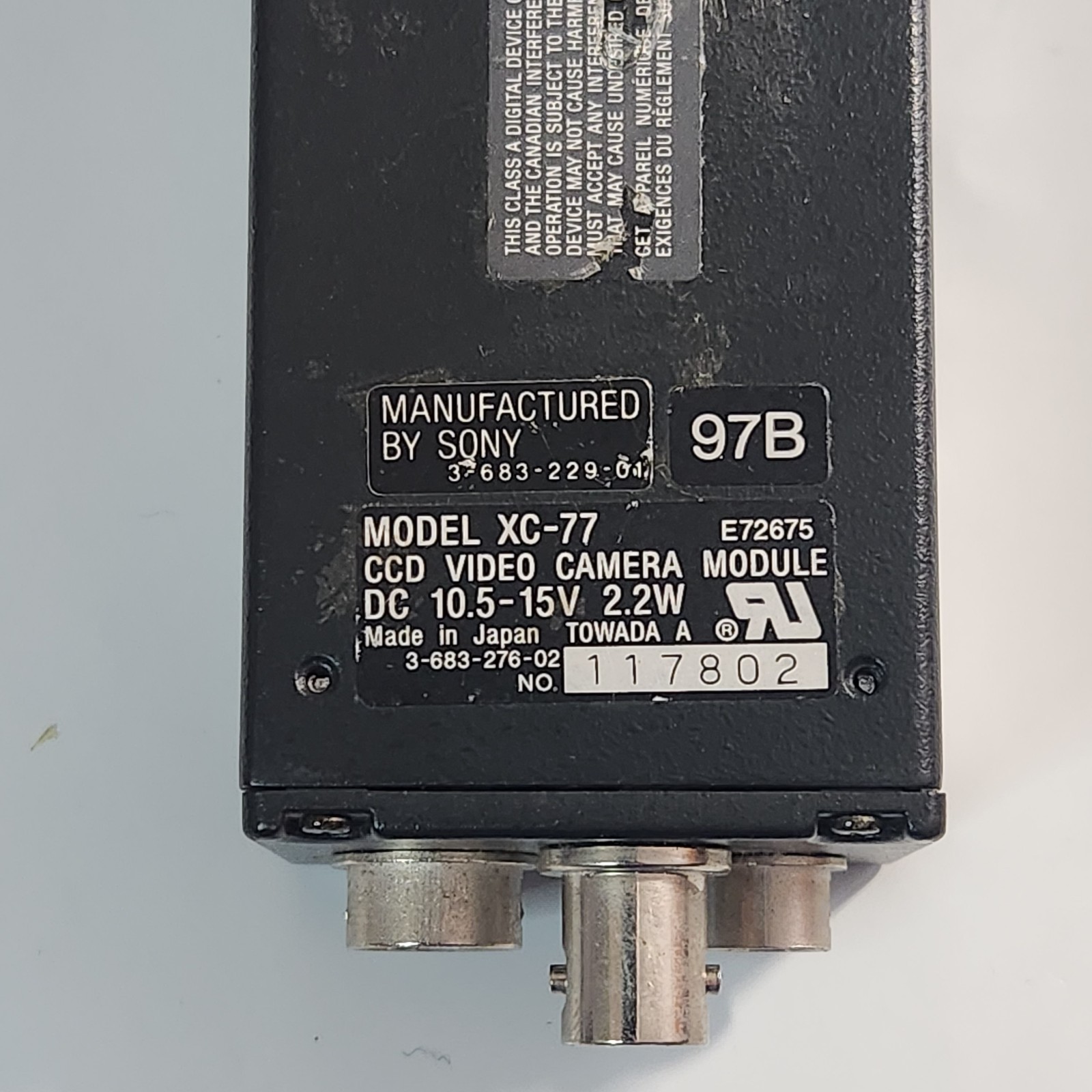 Sony XC-77 CCD Video Camera Module/Right-Angle Prism Adapter/Unitron 1:6.5 Lens