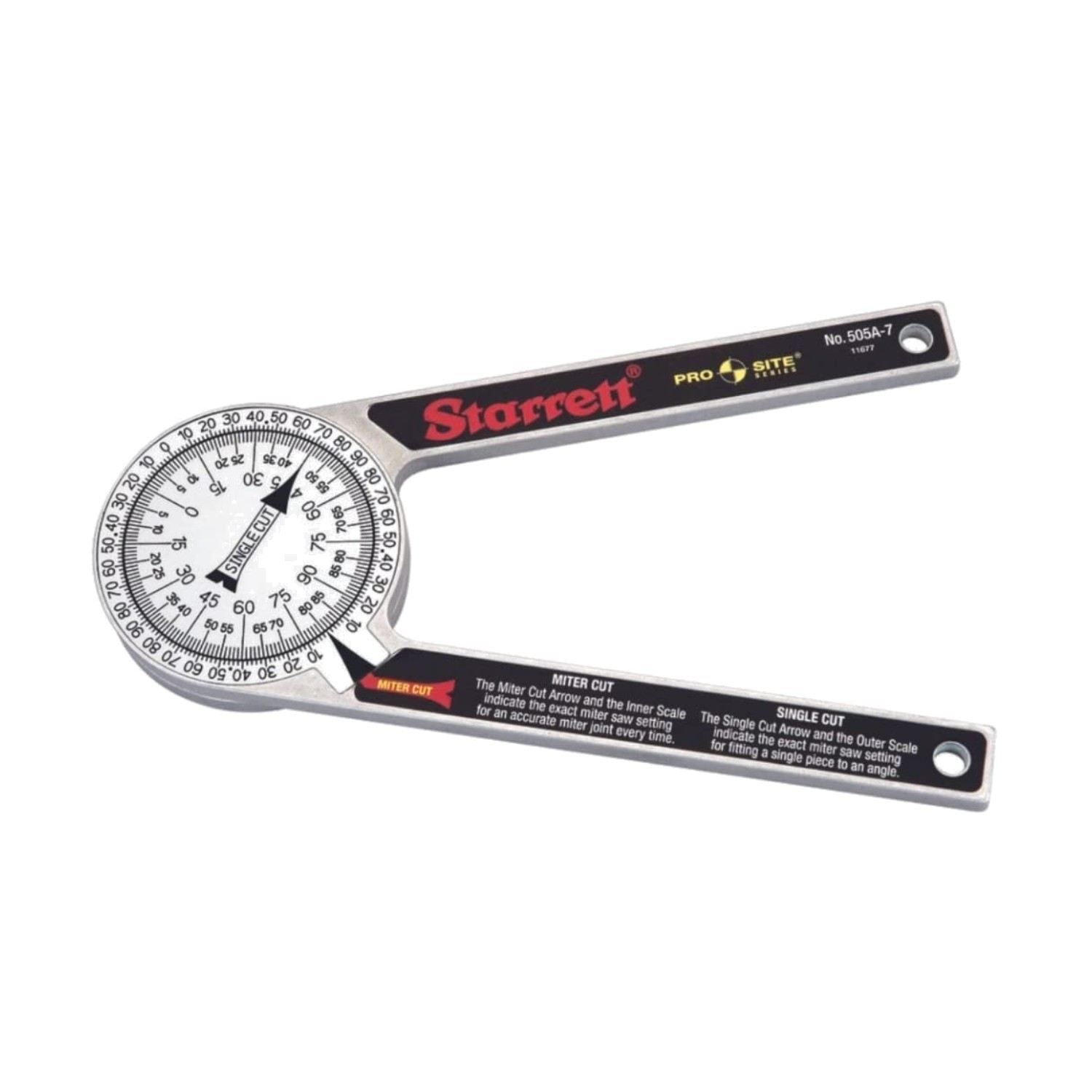 Miter Protractor with Laser Engraved Scales - 7" Aluminum