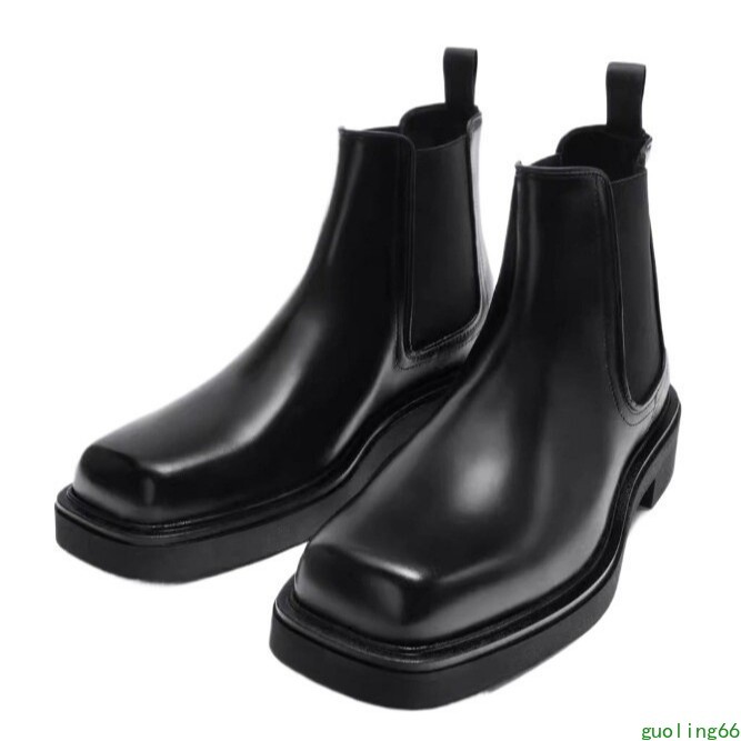 Men's Ankle Boots Platform Square Toe Dress Platform Chelsea Dress Shoes Cowboy