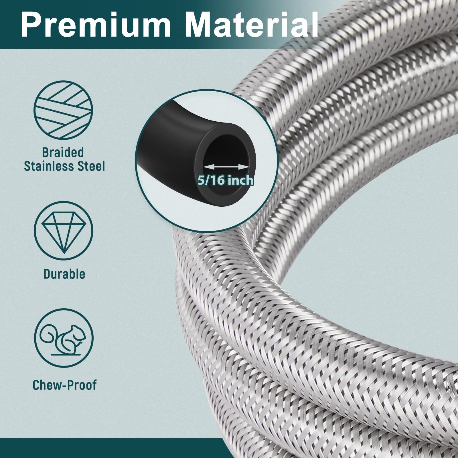 6ft Propane Hose Extension 3/8 Flare Both Ends Stainless Braided