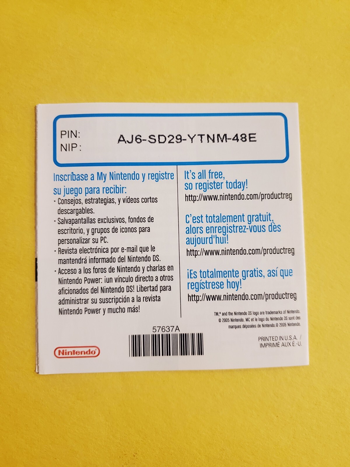Nintendo Power Subscription 57637A Nintendo DS INSERT ONLY Authentic