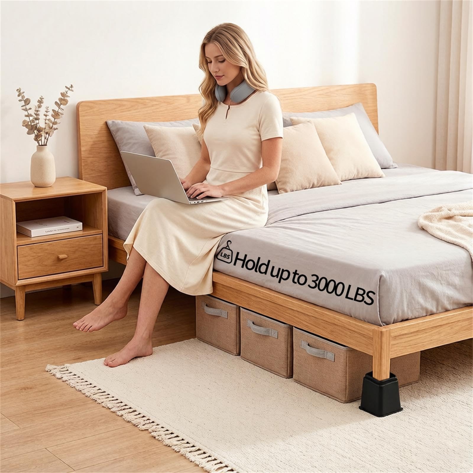 Okllen 6 Pack Bed Furniture Risers, 5 Inch Heavy Duty Couch Lifts with Black