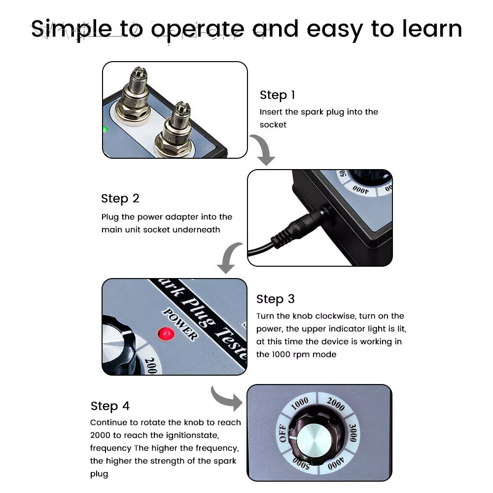 12V Spark Plug Tester Dual Hole Diagnostic Tool Gasoline Car Ignition Analyzer