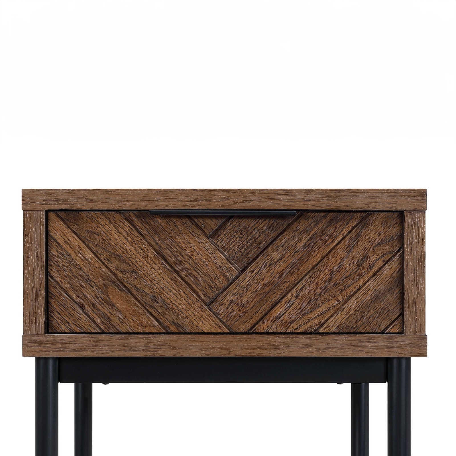 Geo End Table Walnut Finish with Bottom Shelf Living Room Accent Table